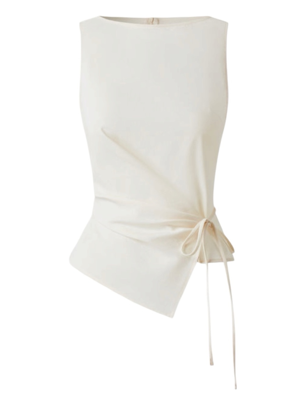OGL | Lyocell-Linen Blend Boatneck Waist-Defined Top | Large New with Tags